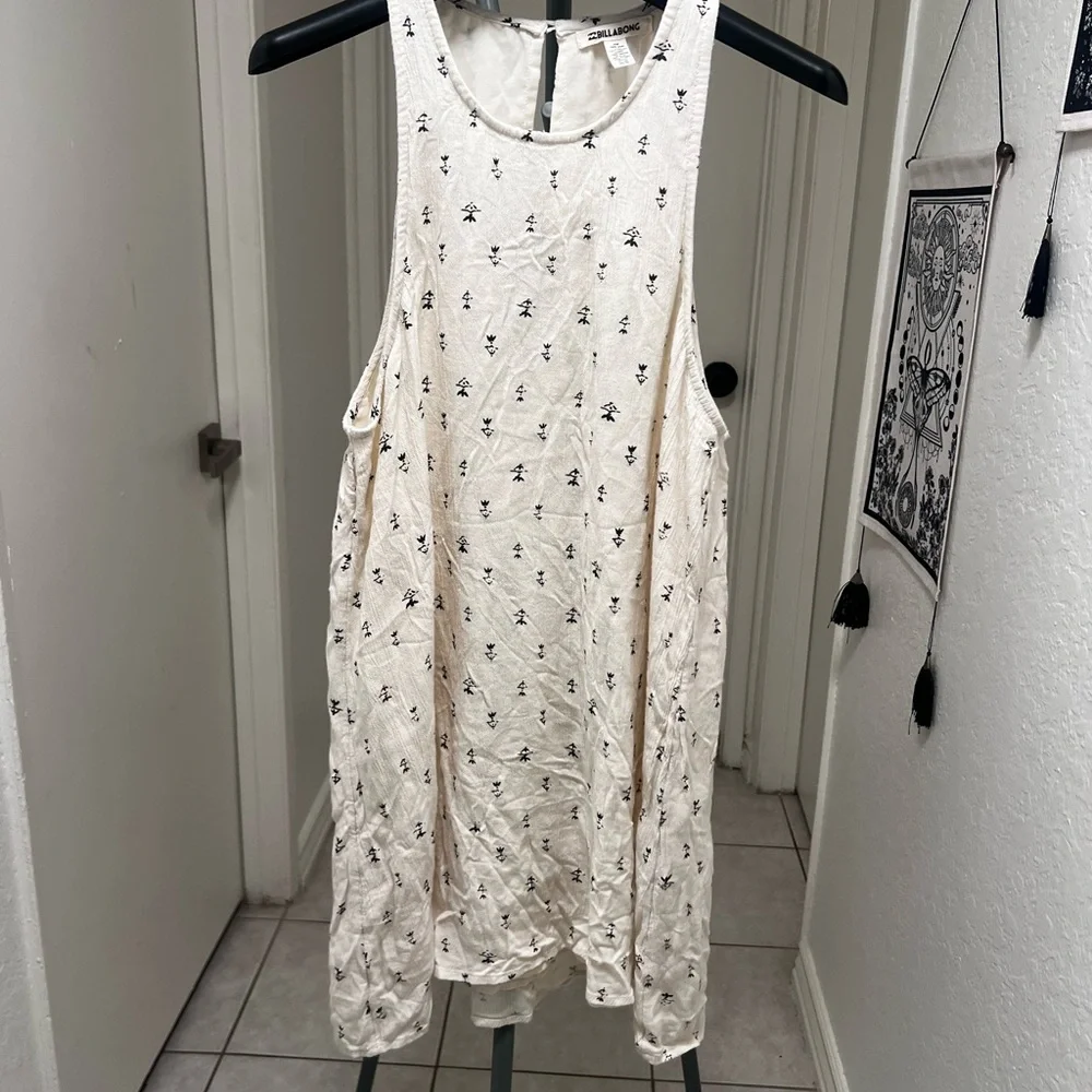 Billabong Cream Mini Dress with Tiny Black Motif